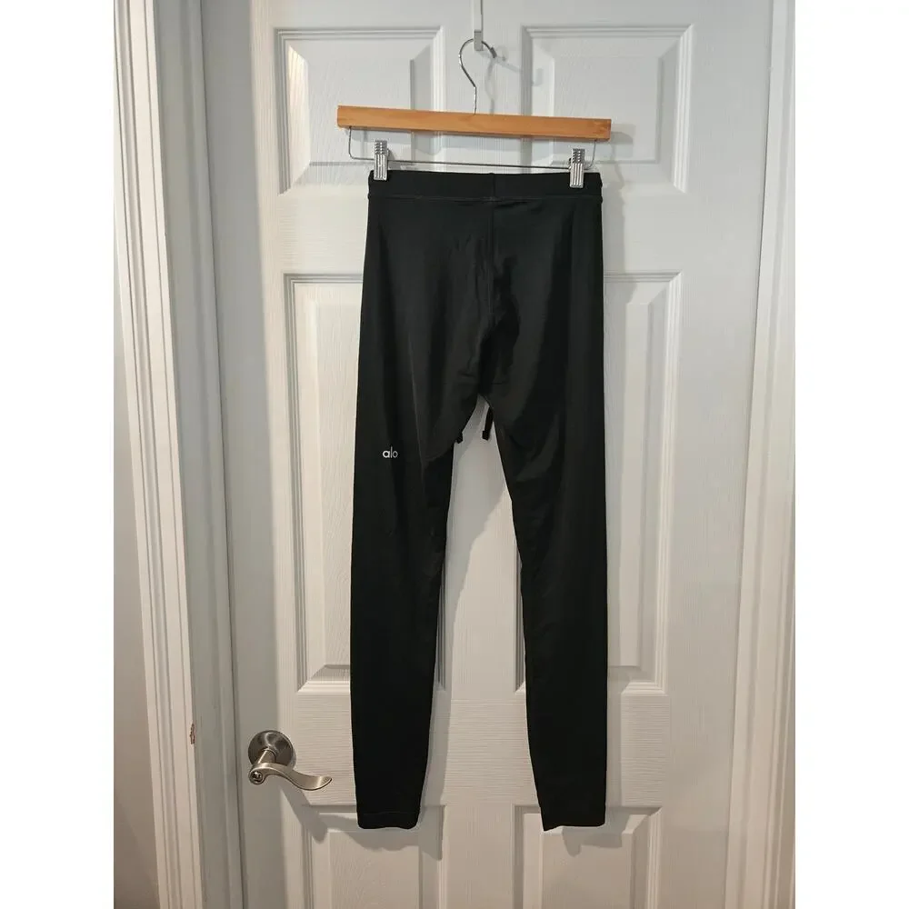 Alo Yoga Black Full Length Leggings with Working Drawstring Measures XS‎